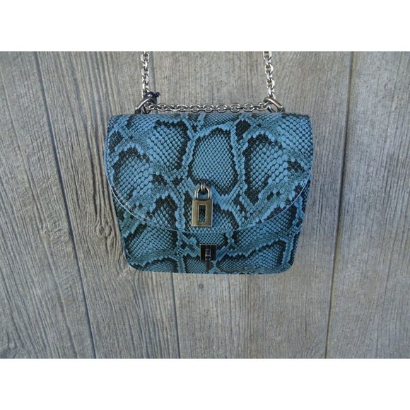 Rebecca MinkoffSnake Python Blue Leather Love Too Shoulder Chain Strap…